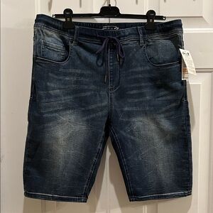 Seven7 Dark Blue Jean Shorts with Drawstring